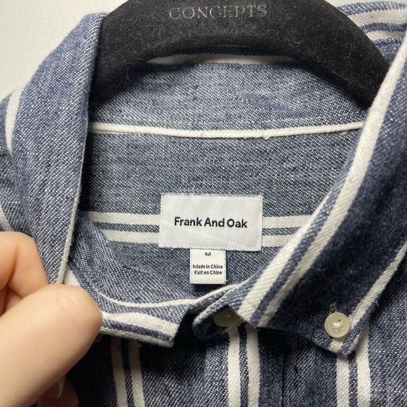 Frank and Oak Men’s Hemp Blend Striped Button Down Shirt in M - Picture 3 of 6